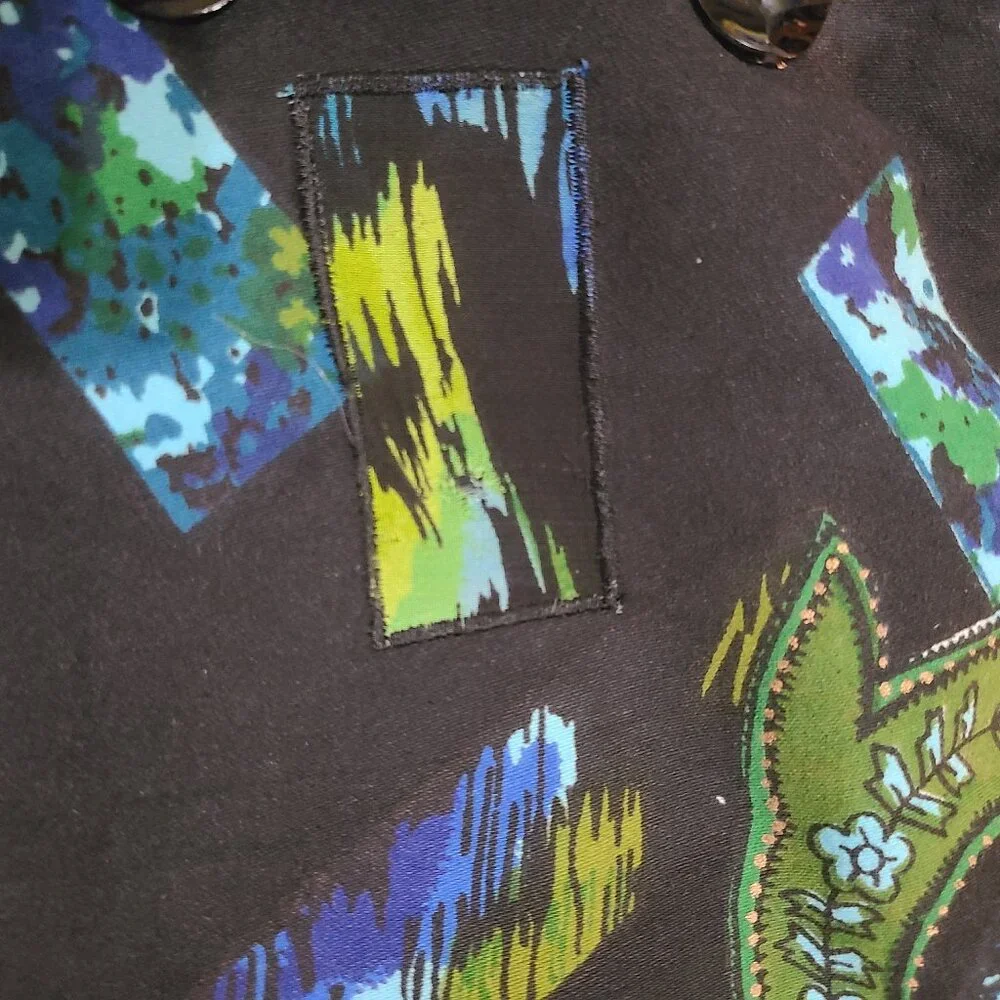 Life Style Woman Black Teal Green Gold Paisley Printed Jacket 1X - Picture 11 of 16